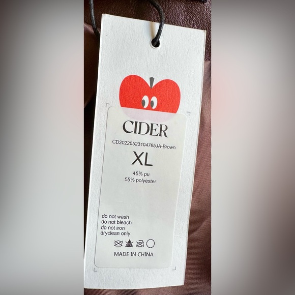 NWT XL FAUX LEATHER Brown ZIPPER JACKET - Picture 12 of 13